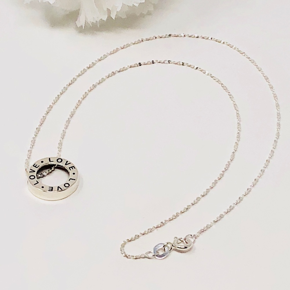 .925 Circle “Love” Slide Pendant Necklace